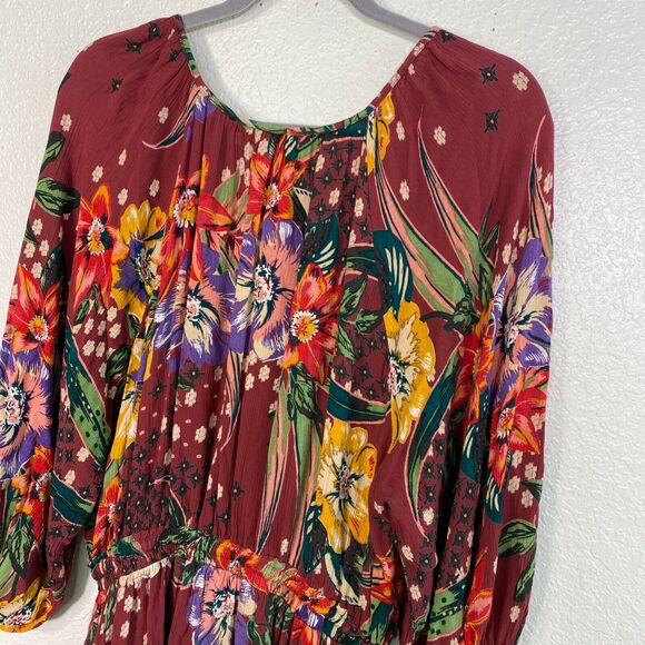 Gypsy Love Dress Women Large Floral Tiered Boho Summer Flowy Sundress Tie Waist - Picture 9 of 13